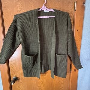 Zenana Outfitters Dk Olive Green Chunky Knit Cardigan